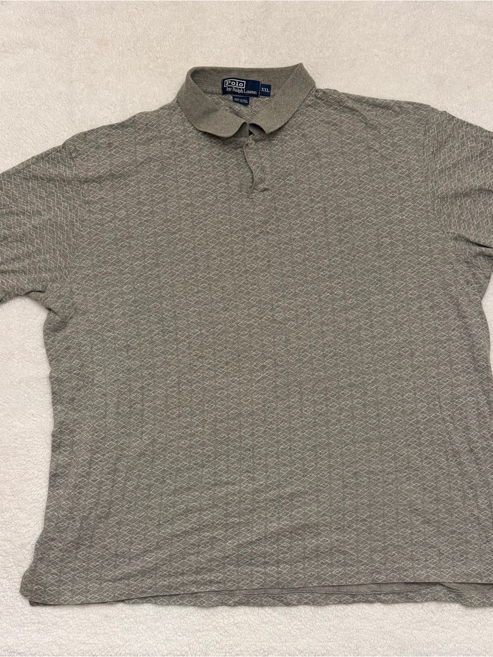 Polo by Ralph Lauren Men's Heather Taupe Polo with Diamond Knit